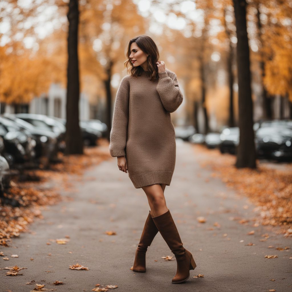 how to wear sweater dress with ankle boots