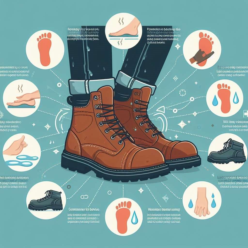 infographic on best work boots for sweaty feet