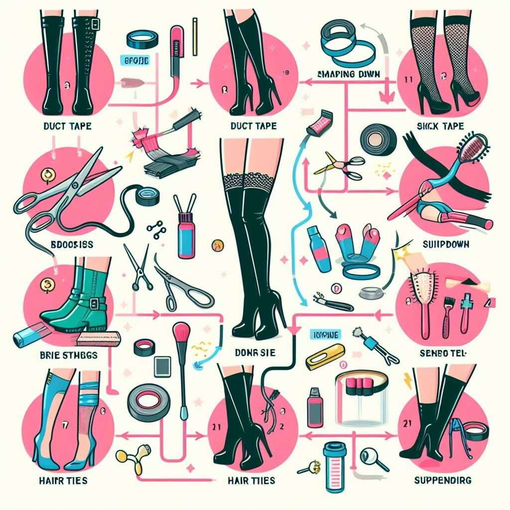 infographic of how to keep thigh high boots up