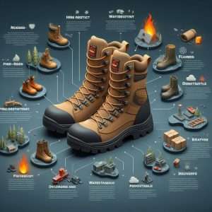 infographic of wildland firefighter boots